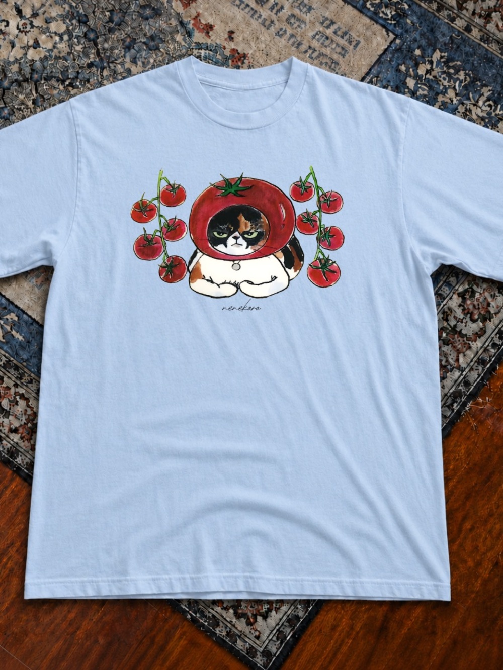 Gildan Light Blue Cat-in-Tomato Graphic Tee